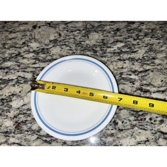 Corelle Indigo Bread Dessert Plates Vtg Blue Gray Stripe Set of 3 - Picture 7 of 7